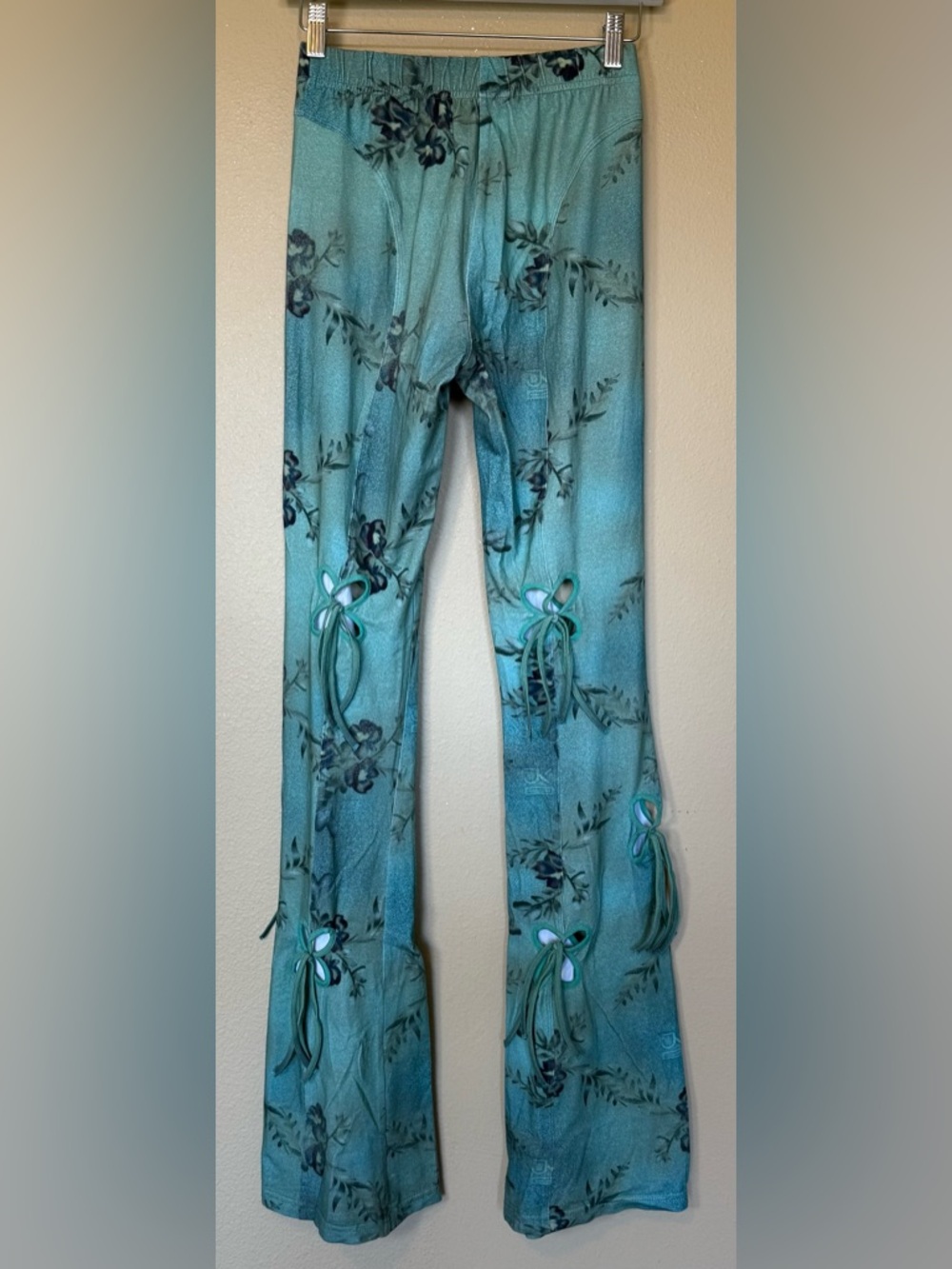 J.Kim Green Blue Printed Cut Out Flare Lounge Pants Size Medium - Picture 3 of 7